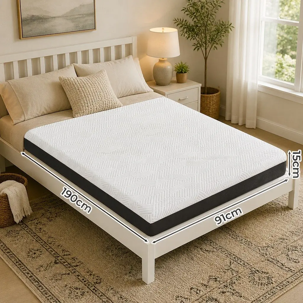 Single Mattress Gel Memory Foam Cooling 15cm Medium Firm Support