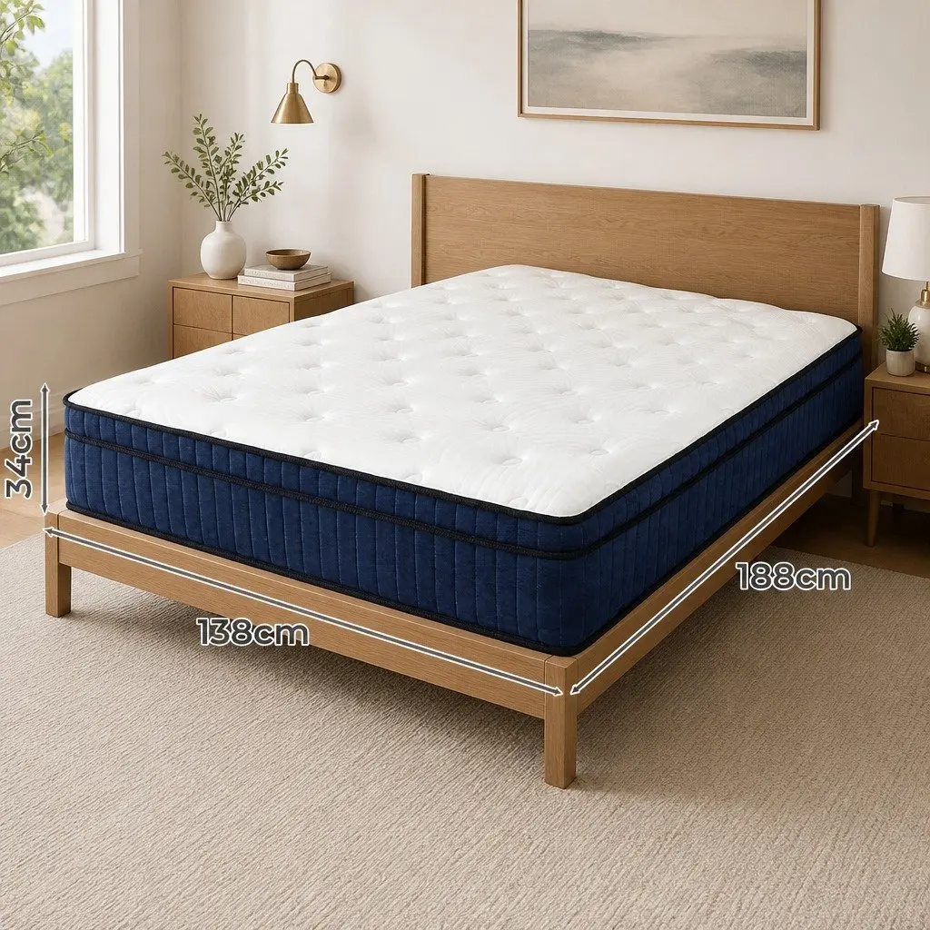 Double Mattress Hybrid Foam 7 Zone Pocket Spring Support Medium Firm 138cm x 188cm