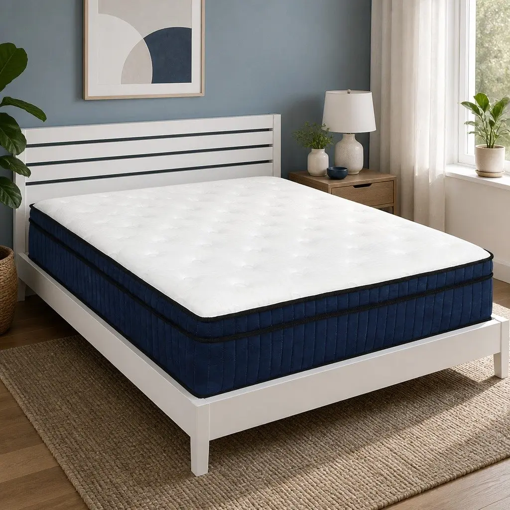 Queen Size Mattress 7 Zone Pocket Spring Medium Firm Hybrid Foam Support