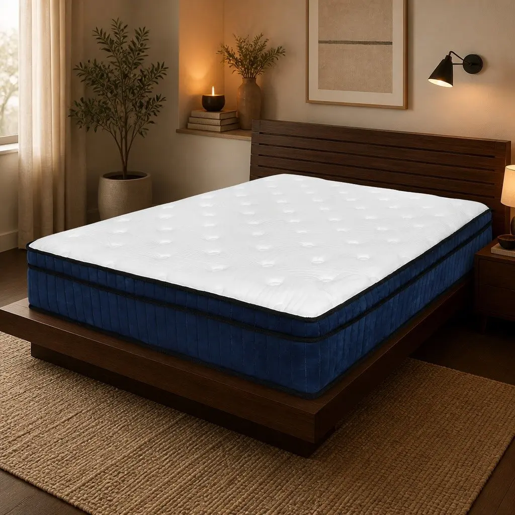 Queen Size Mattress 7 Zone Pocket Spring Medium Firm Hybrid Foam Support