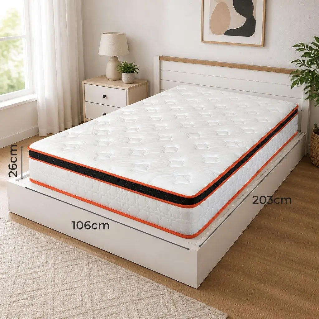 7 Zone Pocket Spring Mattress King Single 26cm Hybrid Foam Support Orthopedic