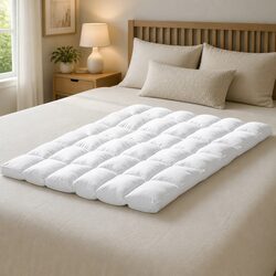 Queen Mattress Topper: 4-5cm Thick, Dust Mite Resistant