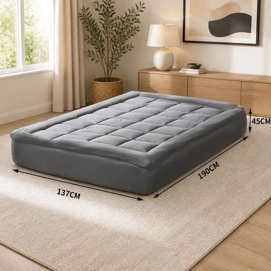 Mattress Topper Double Bed Bamboo Charcoal Fibre Soft Cushion Fitted Elastic