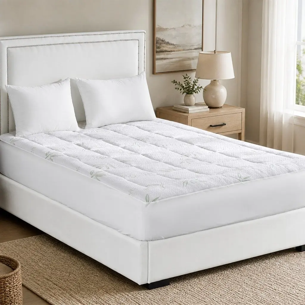 Bamboo Pillowtop Mattress Topper King Size Ultra Soft Cooling Bed Protector