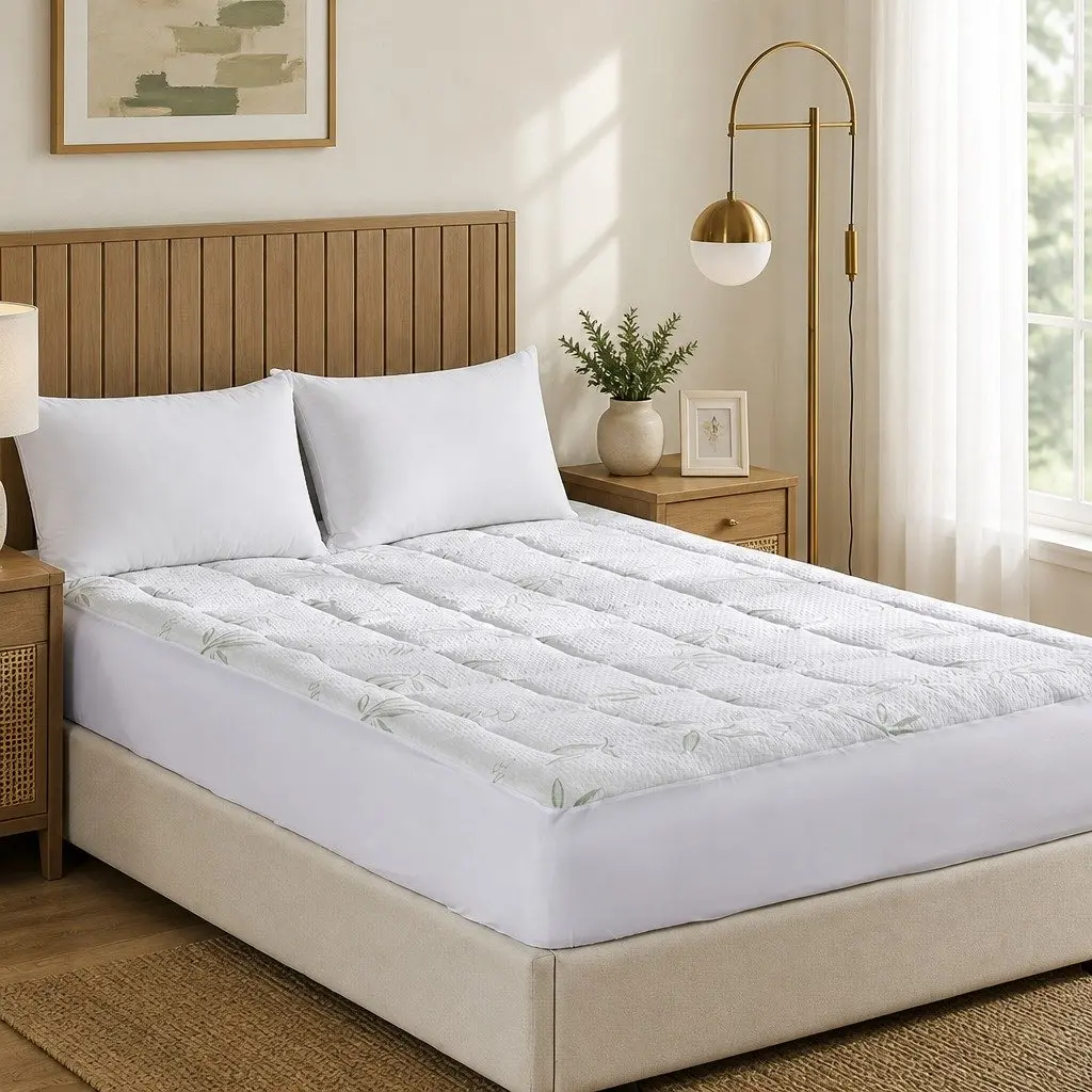 Bamboo Pillowtop Mattress Topper Queen Size Fitted Cooling Sleep Protector