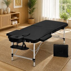 70cm Black Foldable Massage Table with Adjustable Features