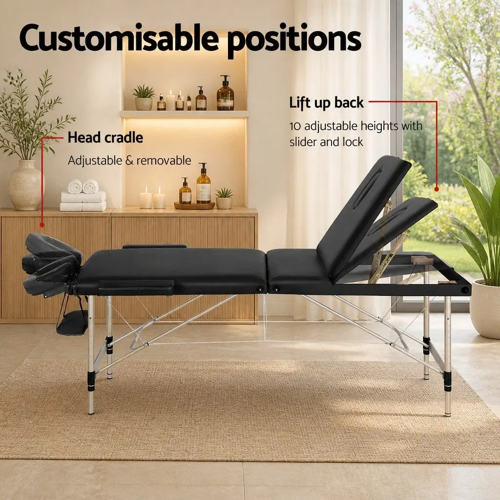 85cm Portable Massage Table in Black