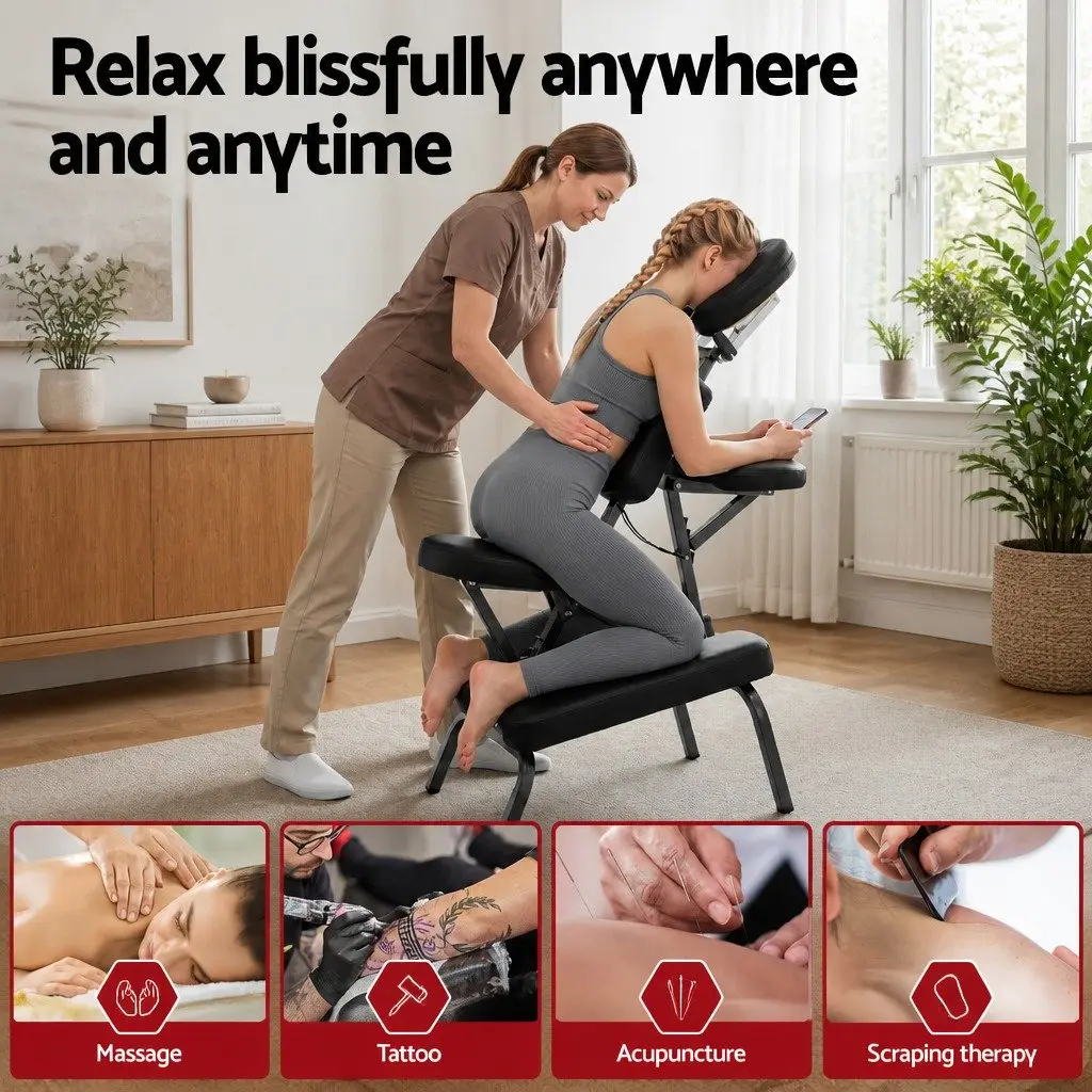 Portable Massage Chair for Tattoo and Beauty Therapy Black