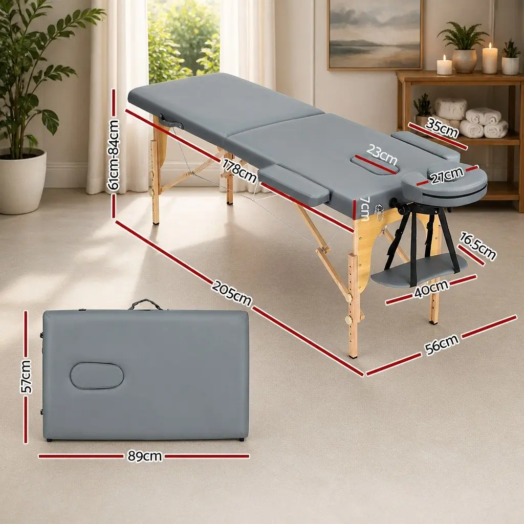 56cm Portable Massage Table in Grey