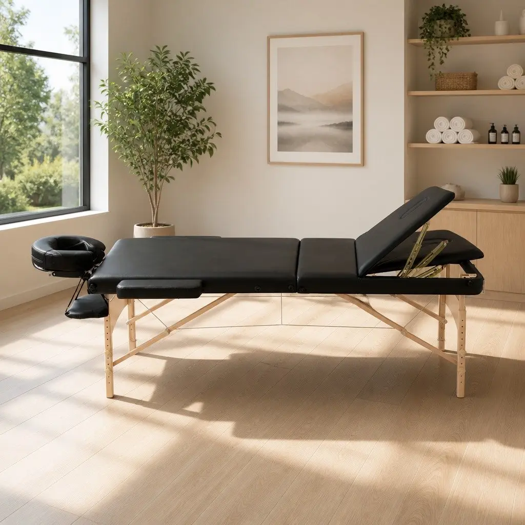 Portable Massage Table for Therapy and Beauty Treatments 75cm Wide 3 Fold Adjustable Height