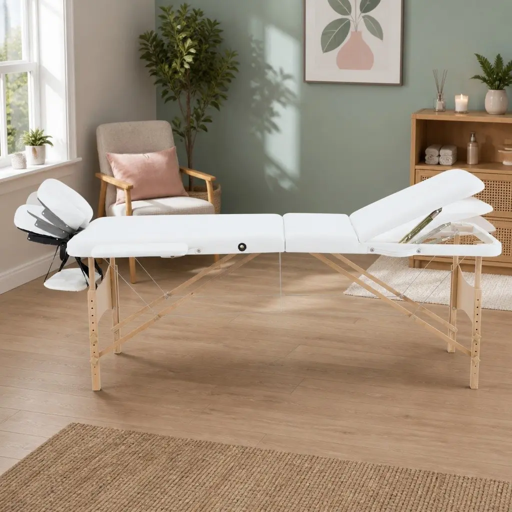 Adjustable Height Wooden Massage Table 70cm 3-Fold