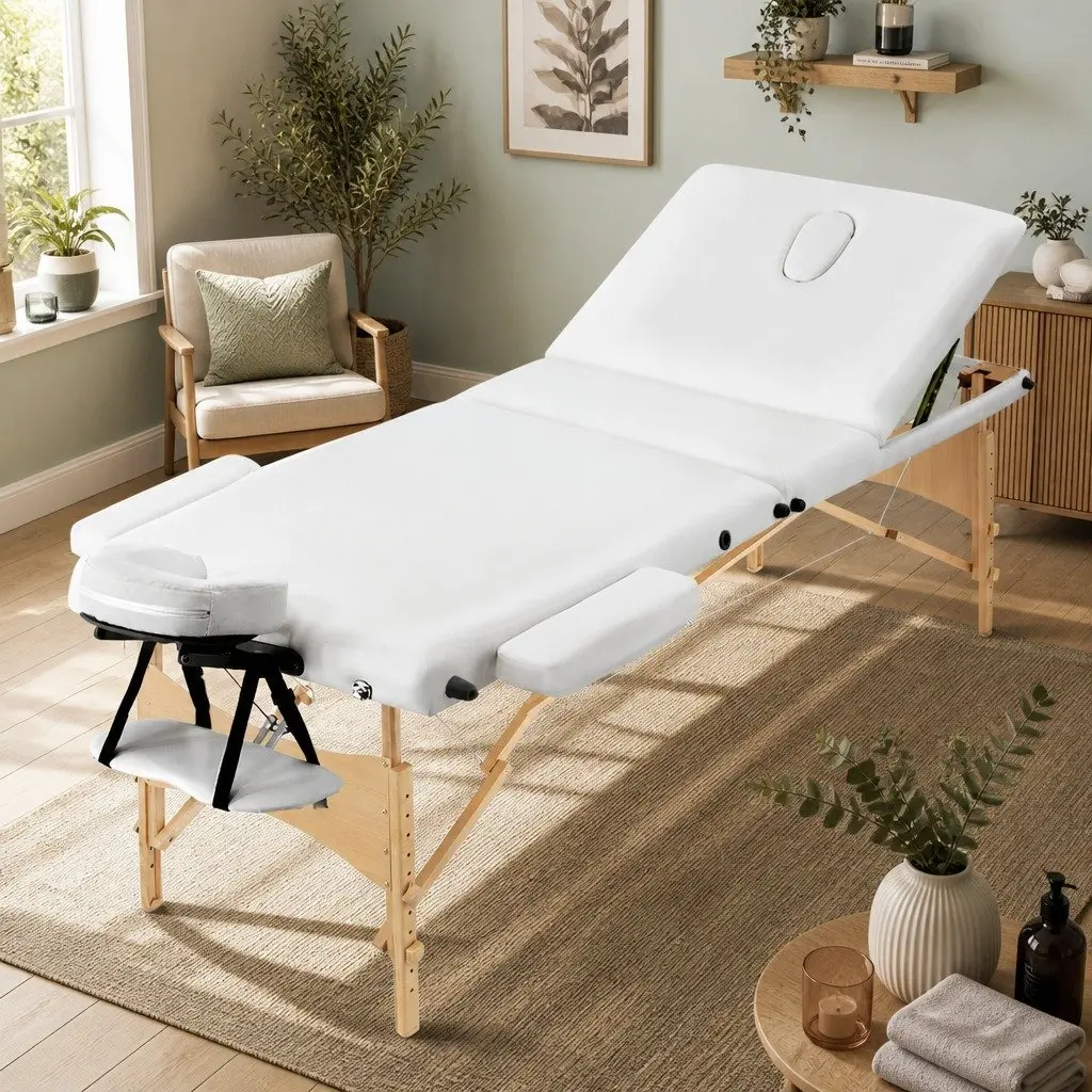 Adjustable Height Wooden Massage Table 70cm 3-Fold