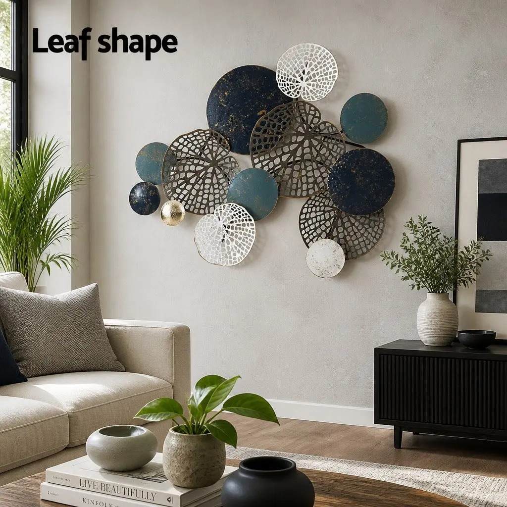 Metal Wall Art Sculpture Tree Leaf Circles 132cm Home Decor 3D
