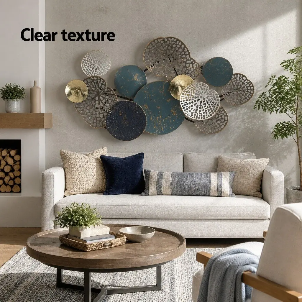 Metal Wall Art Sculpture Tree Leaf Circles 132cm Home Decor 3D