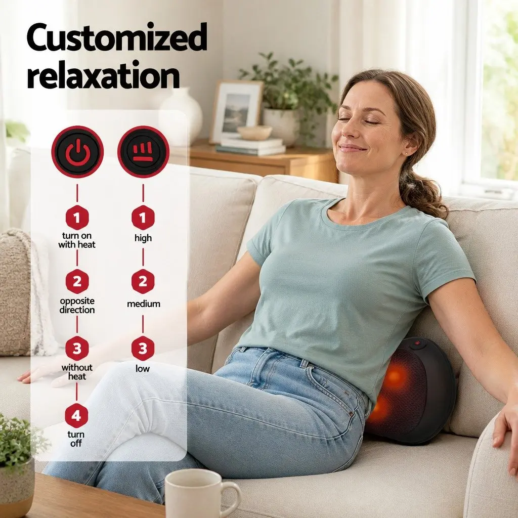Neck Massager with Heat Kneading Back Massager Electric Shiatsu Muscle