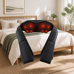 8-Node Neck Massager with Heating Feature and Dimensions