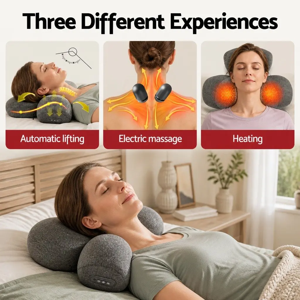 Neck Massager Pillow for Relaxation 2-in-1 Memory Foam Size
