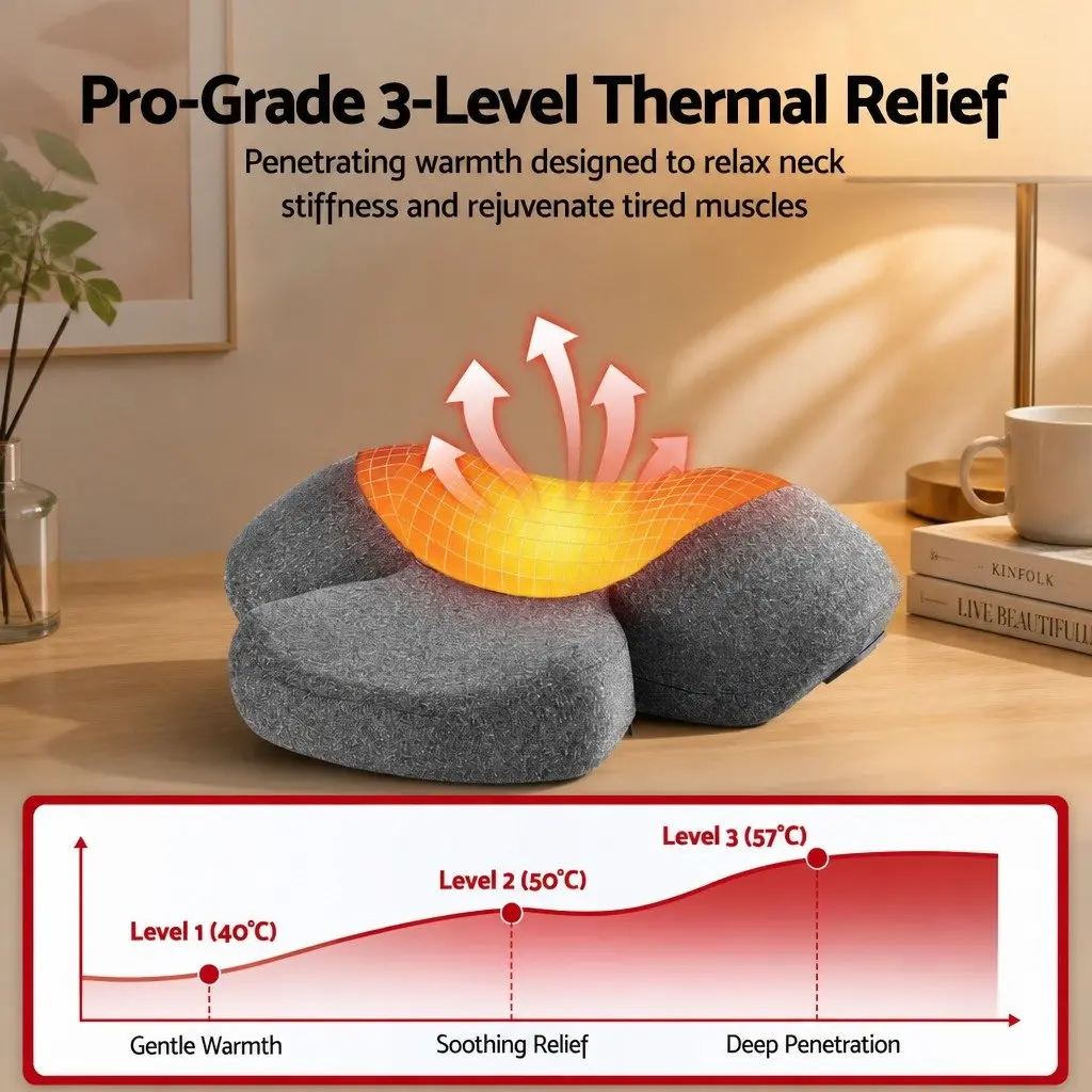 Neck Massager Pillow for Relaxation 2-in-1 Memory Foam Size