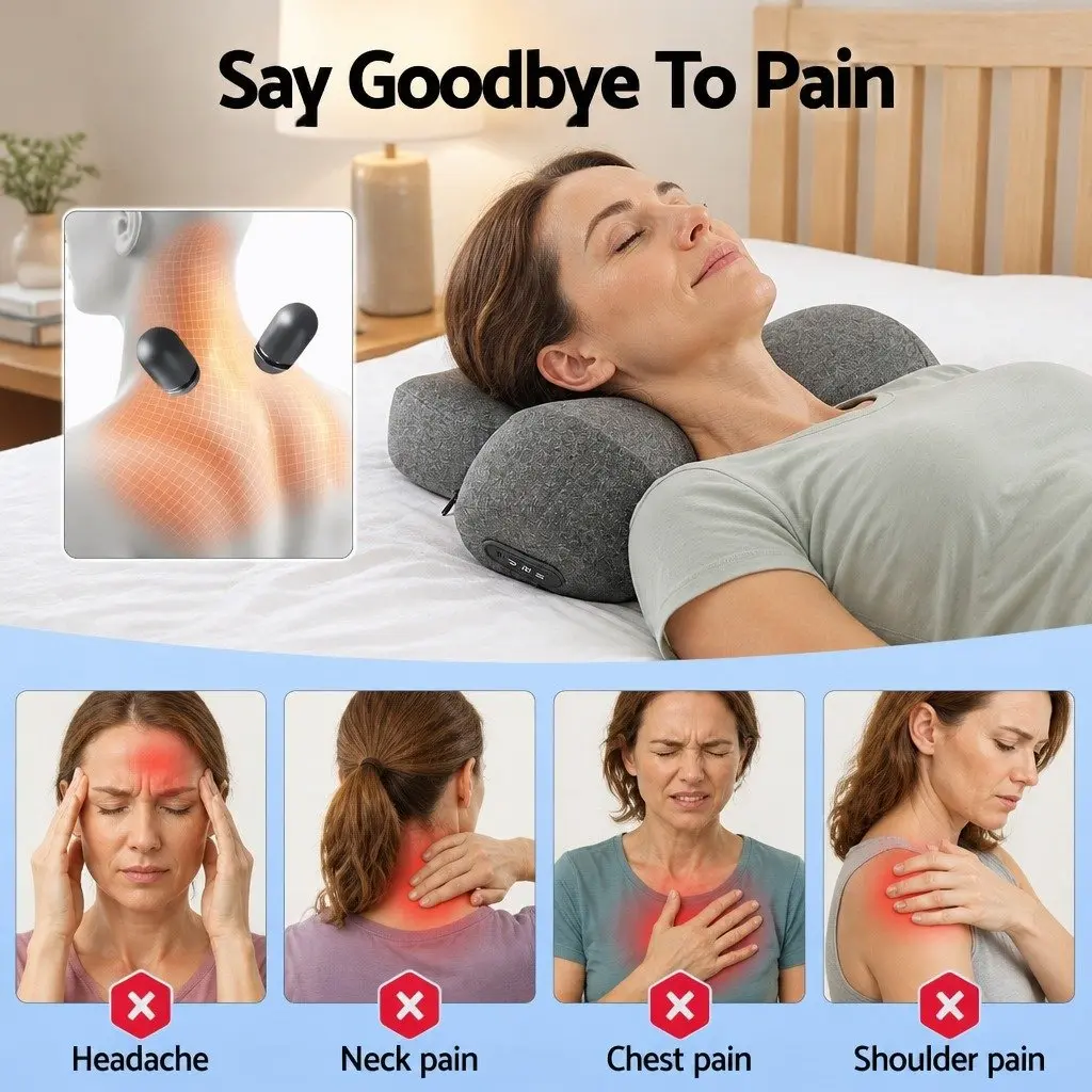 Neck Massager Pillow for Relaxation 2-in-1 Memory Foam Size