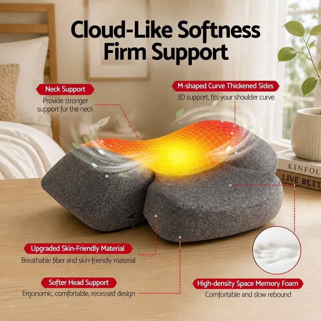 Neck Massager Pillow for Relaxation 2-in-1 Memory Foam Size