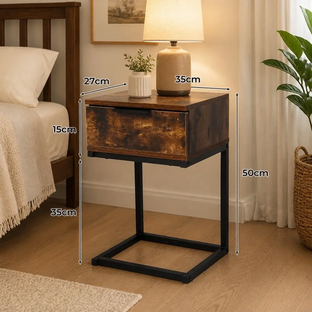 Bedside Table Side End Table Nightstand Bedroom Lounge Wooden Storage Drawers