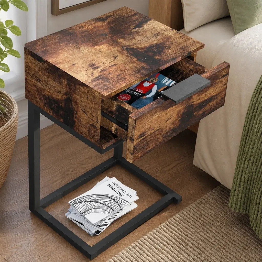 Bedside Table Side End Table Nightstand Bedroom Lounge Wooden Storage Drawers