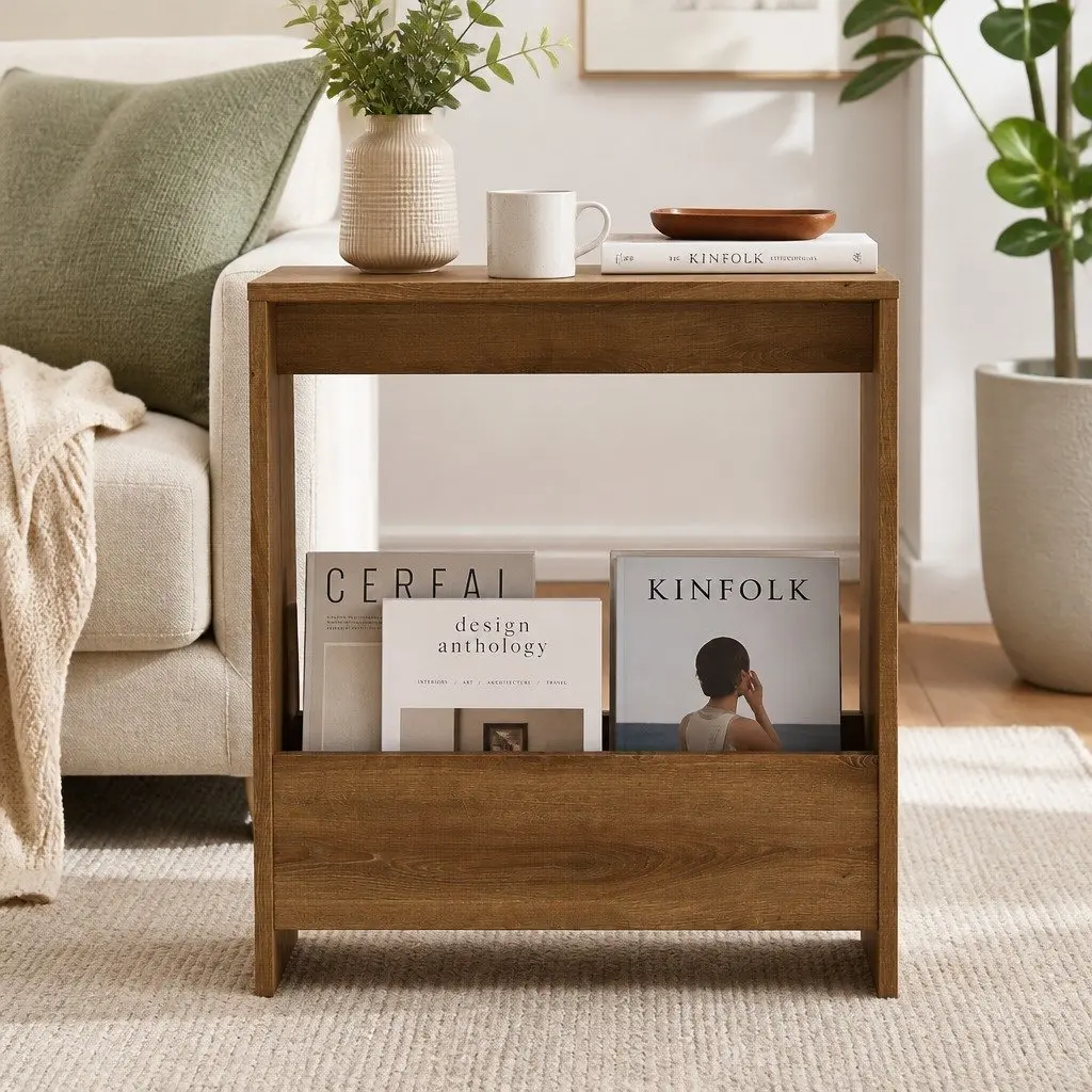 Side Table with Magazine Holder