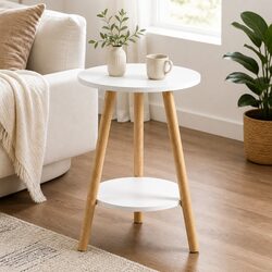 Factual 2-Tier Round Coffee Table with Specifications