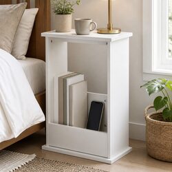 Narrow Side Table Modern Office Bedside Storage Magazine Rack Slim End Table