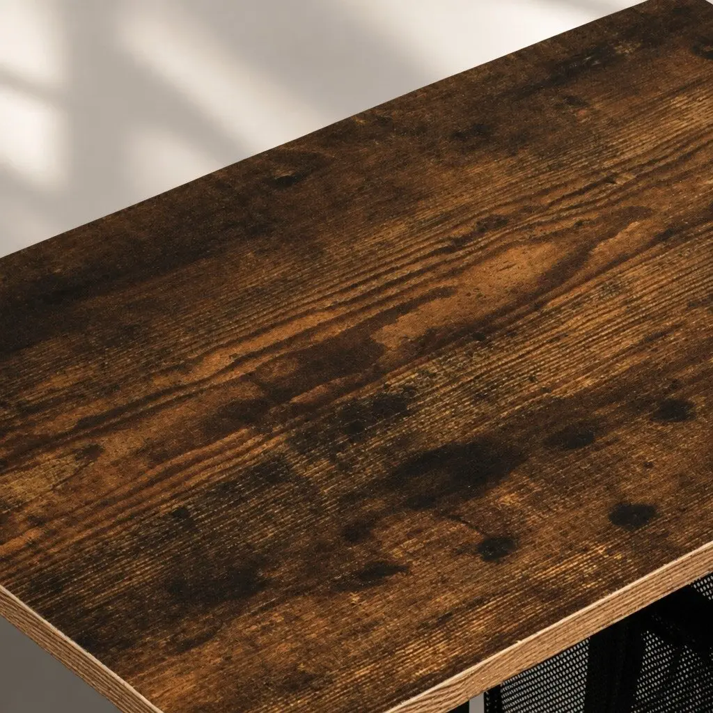 Side Table Mobile Coffee Table Industrial Style Mesh Storage 55cm x 35cm x 69cm