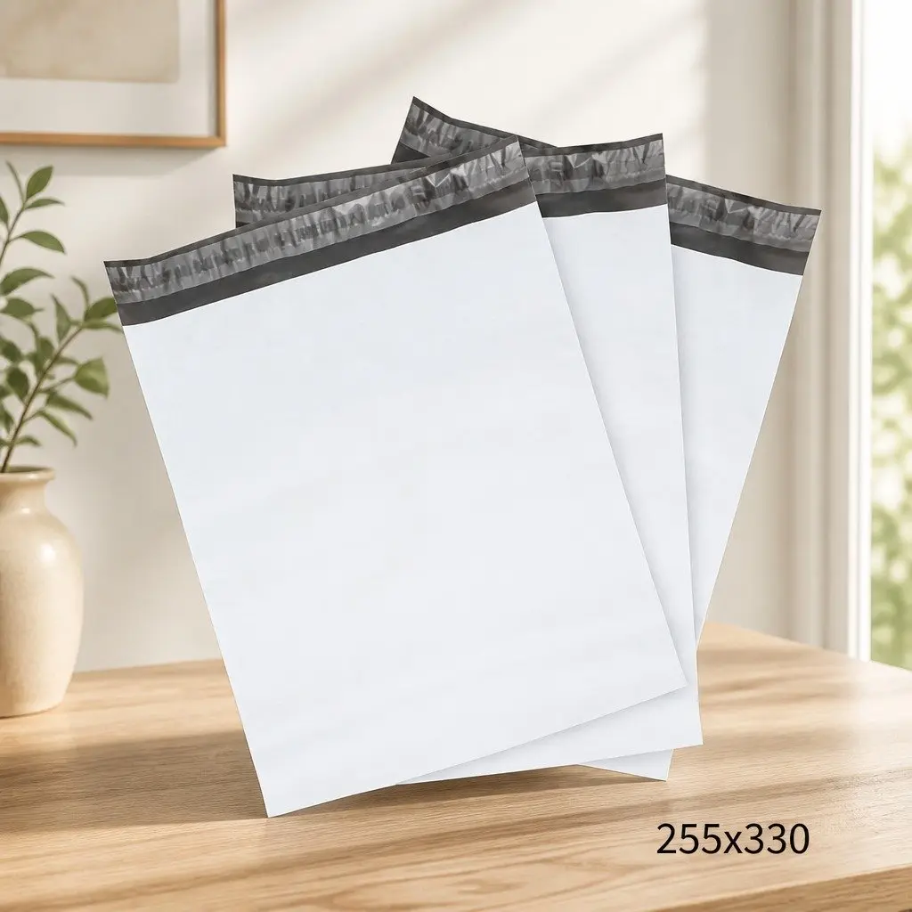 255x330mm White Poly Mailer Self-Sealing 100 Pack