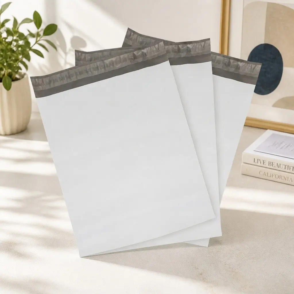 255x330mm White Poly Mailer Self-Sealing 100 Pack