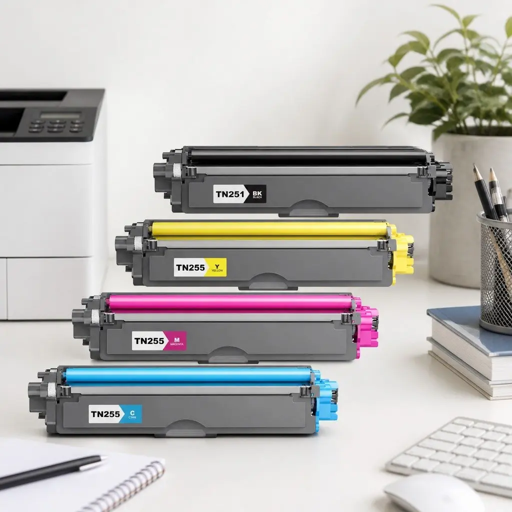 TN-251 Toner Cartridge 4 Pack Black Cyan Magenta Yellow Combo Set Printer