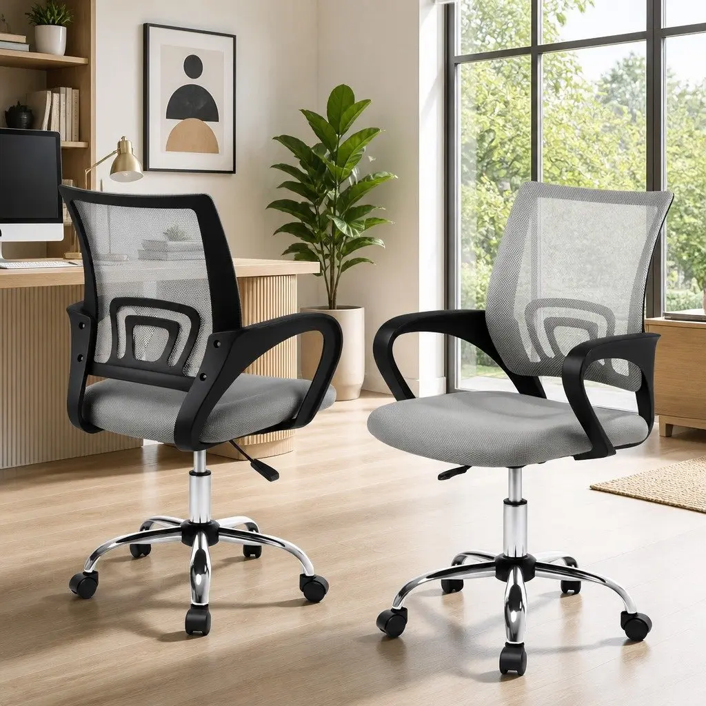 Grey Mid-Back Mesh Office Chair