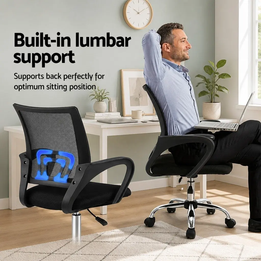 Mesh Office Chair Mid Back Breathable Ergonomic Executive Desk Seat with Chrome