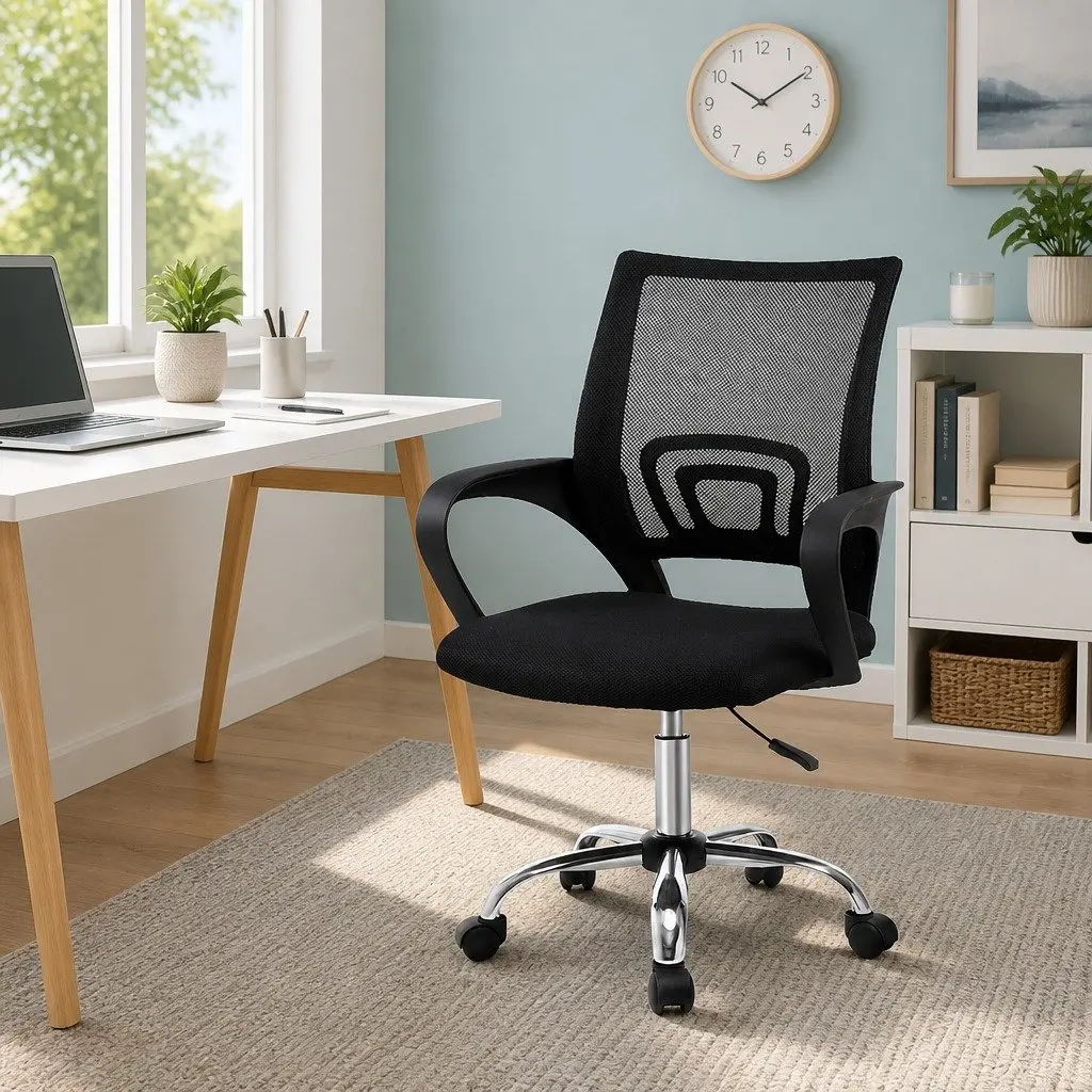 Mesh Office Chair Mid Back Breathable Ergonomic Executive Desk Seat with Chrome