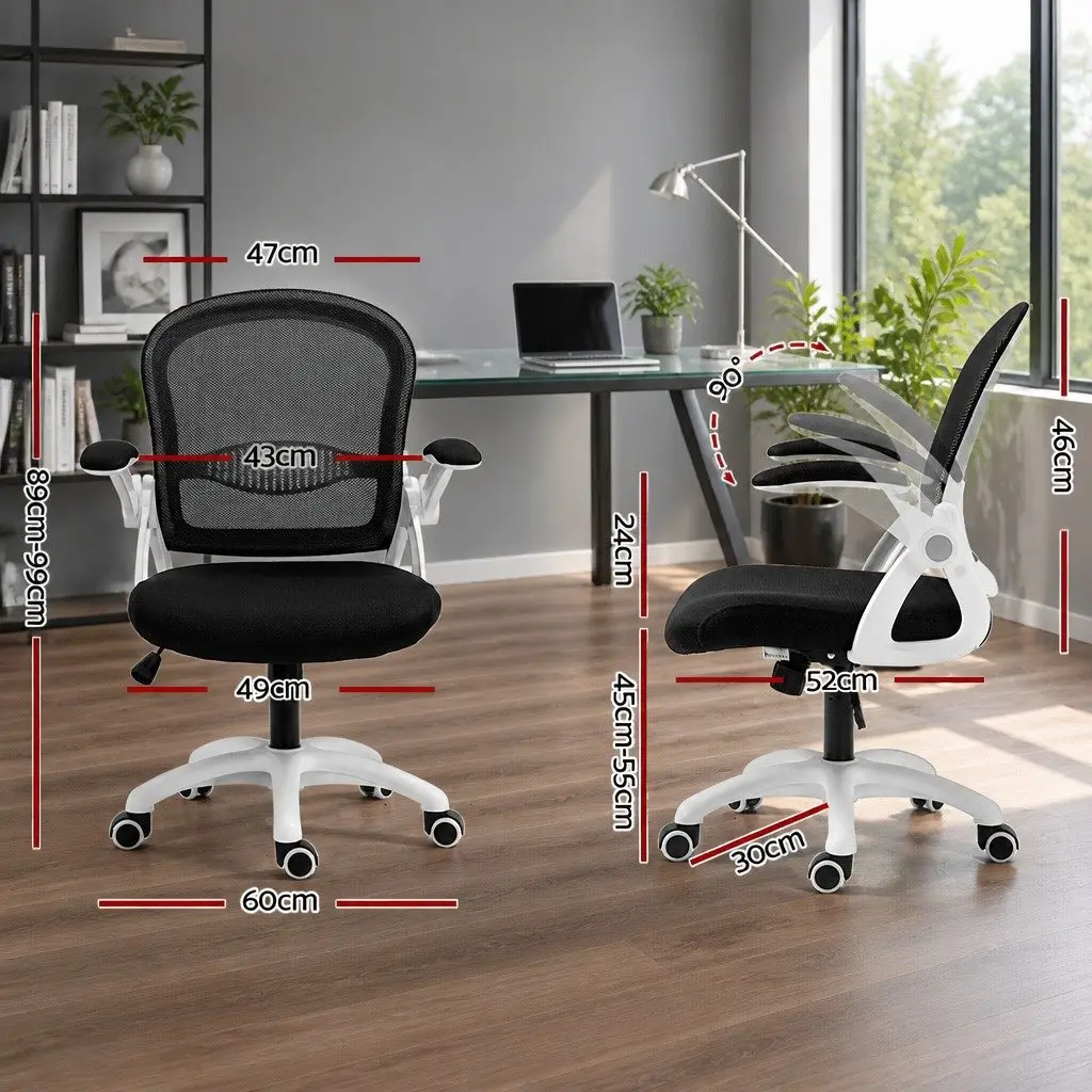 Mesh Office Chair Mid Back Black Adjustable Height Breathable Ergonomic Seat