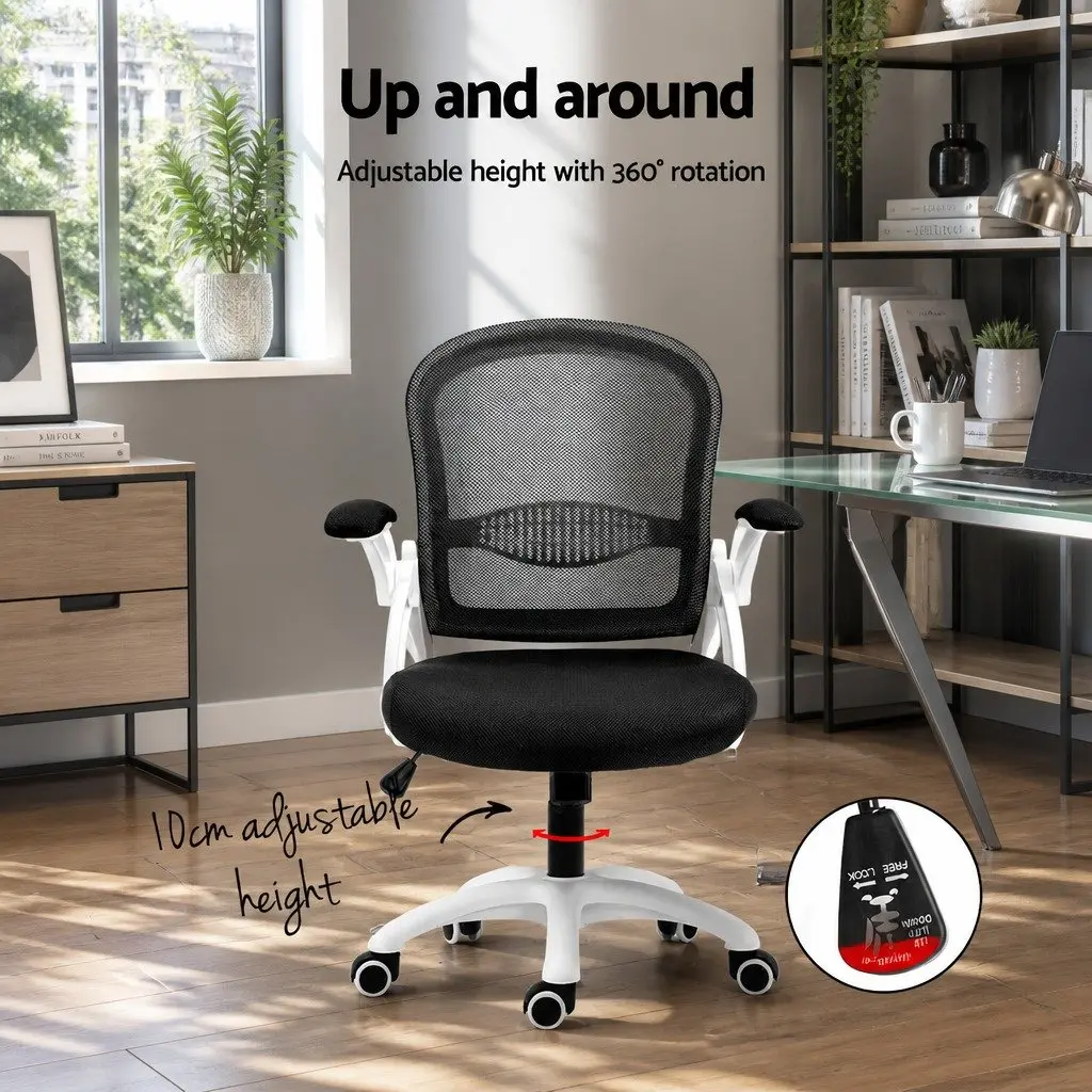 Mesh Office Chair Mid Back Black Adjustable Height Breathable Ergonomic Seat