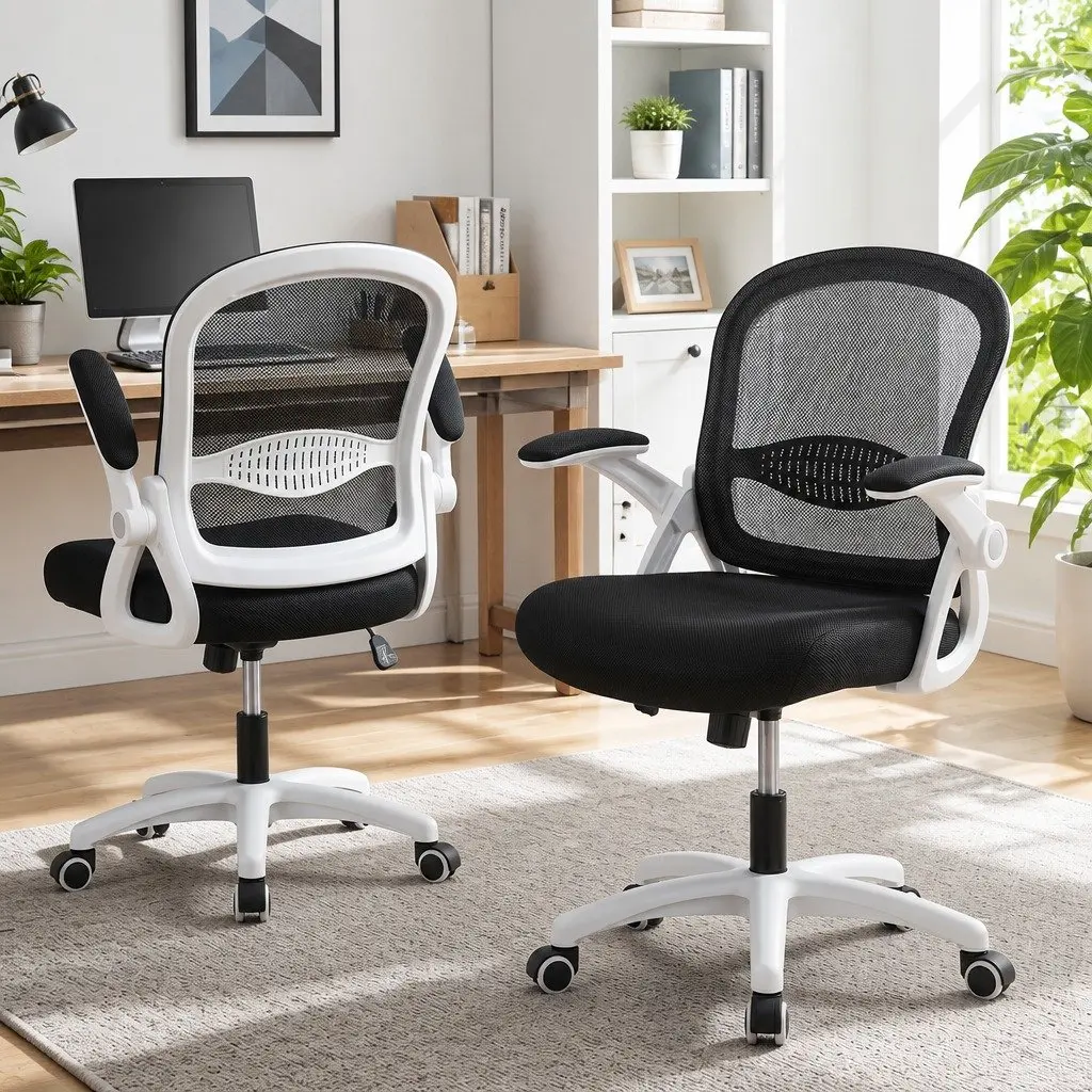 Mesh Office Chair Mid Back Black Adjustable Height Breathable Ergonomic Seat