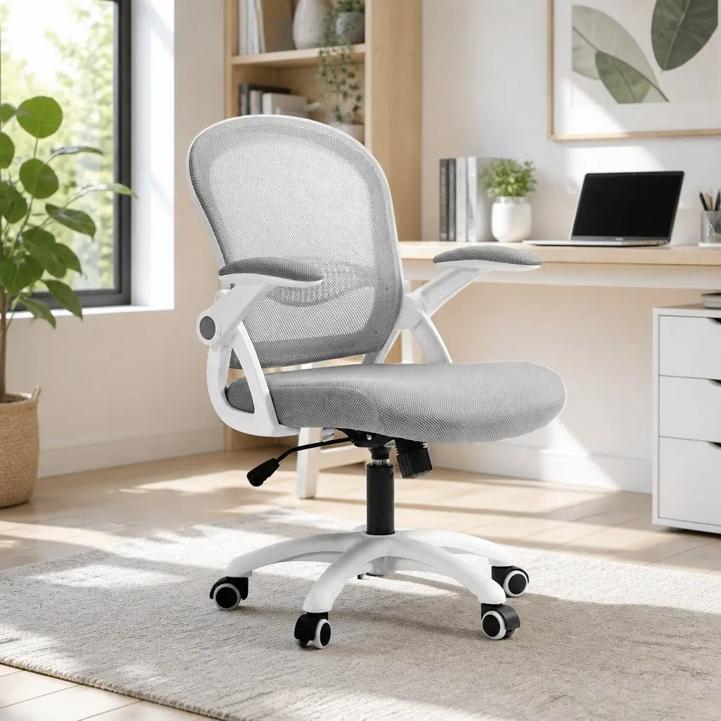 Mesh Office Chair for Office and Desk Grey Mid Back Adjustable Height 360 Swivel Tilt