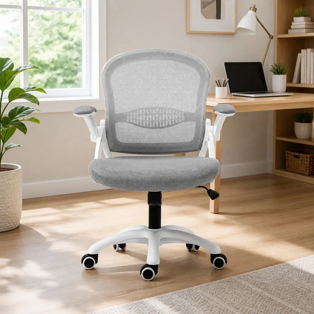 Mesh Office Chair for Office and Desk Grey Mid Back Adjustable Height 360 Swivel Tilt