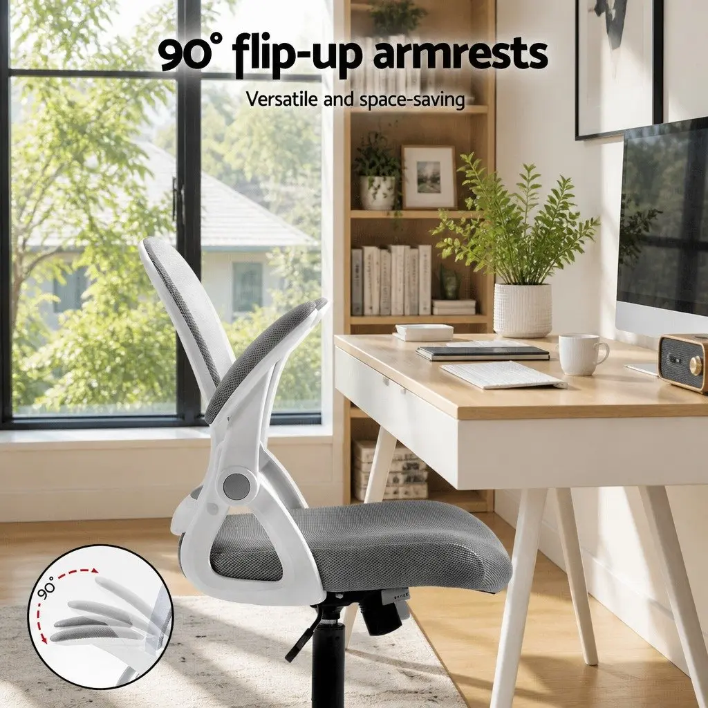 Mesh Office Chair for Office and Desk Grey Mid Back Adjustable Height 360 Swivel Tilt