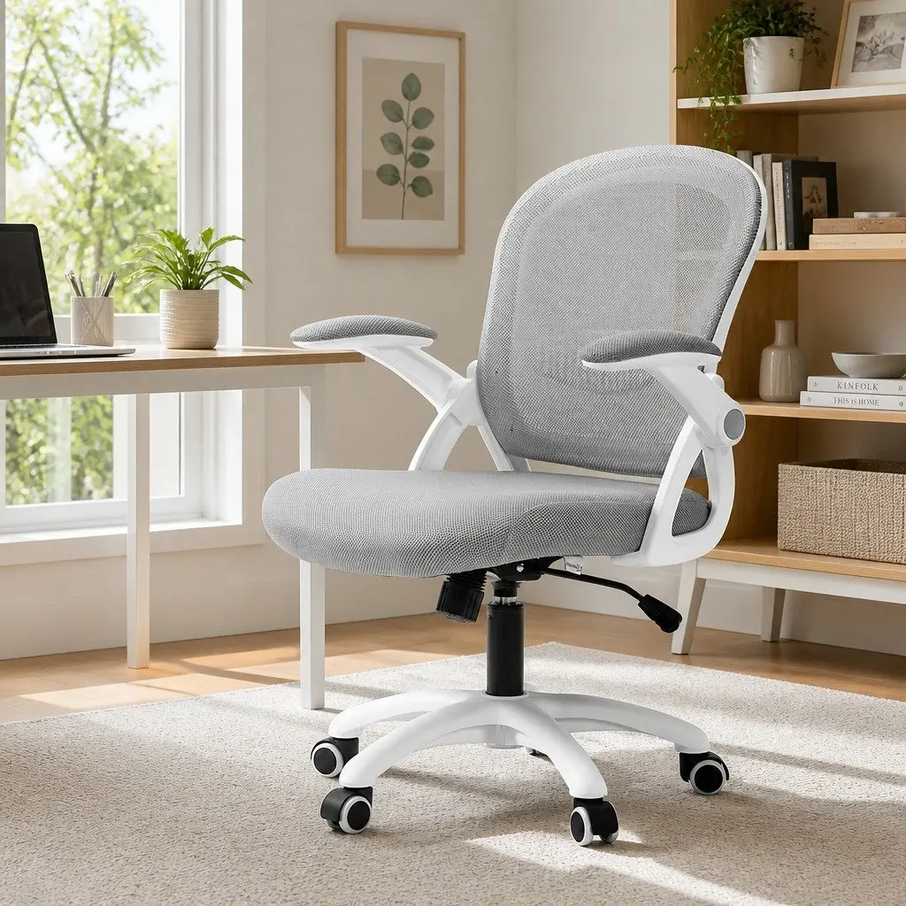 Mesh Office Chair for Office and Desk Grey Mid Back Adjustable Height 360 Swivel Tilt