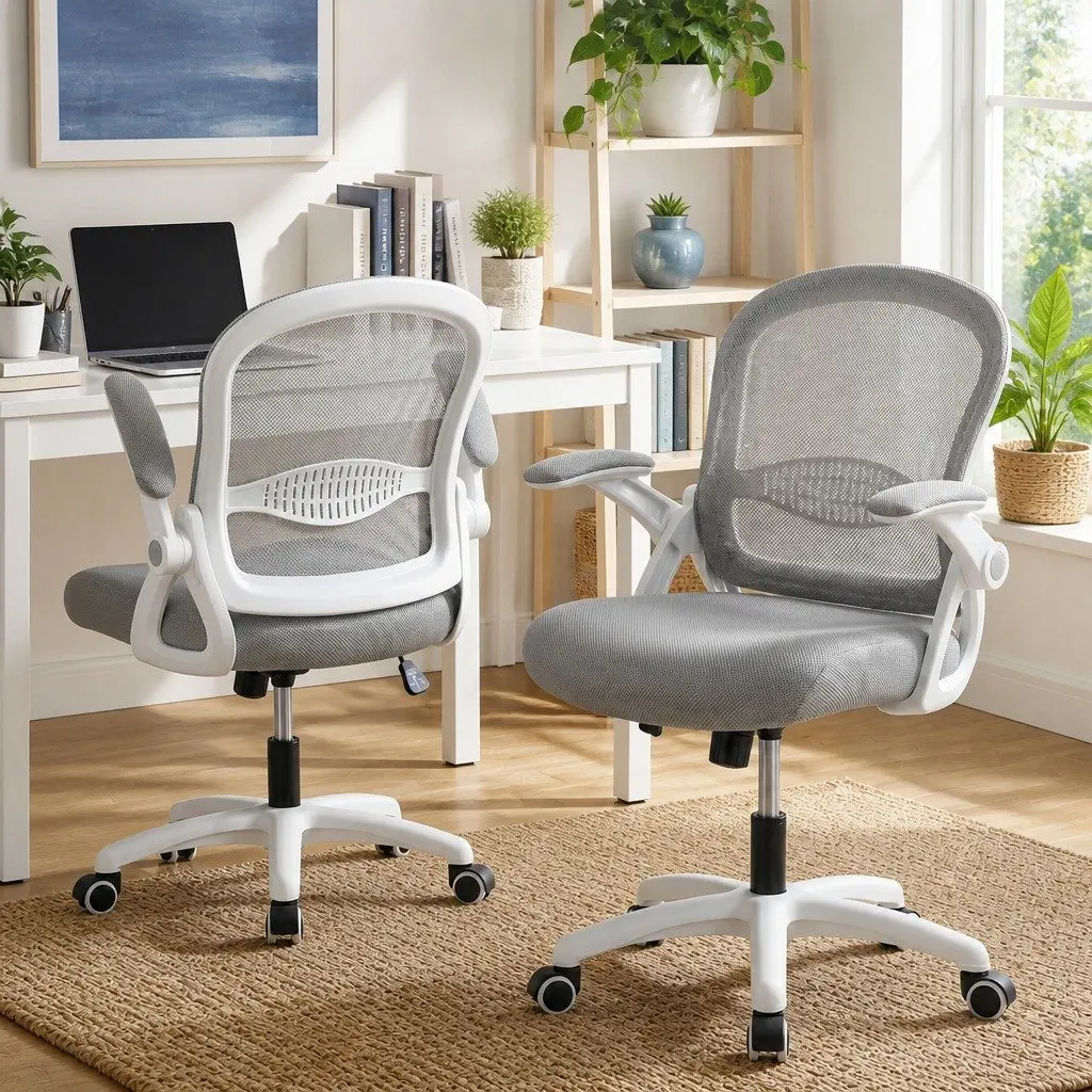 Mesh Office Chair for Office and Desk Grey Mid Back Adjustable Height 360 Swivel Tilt