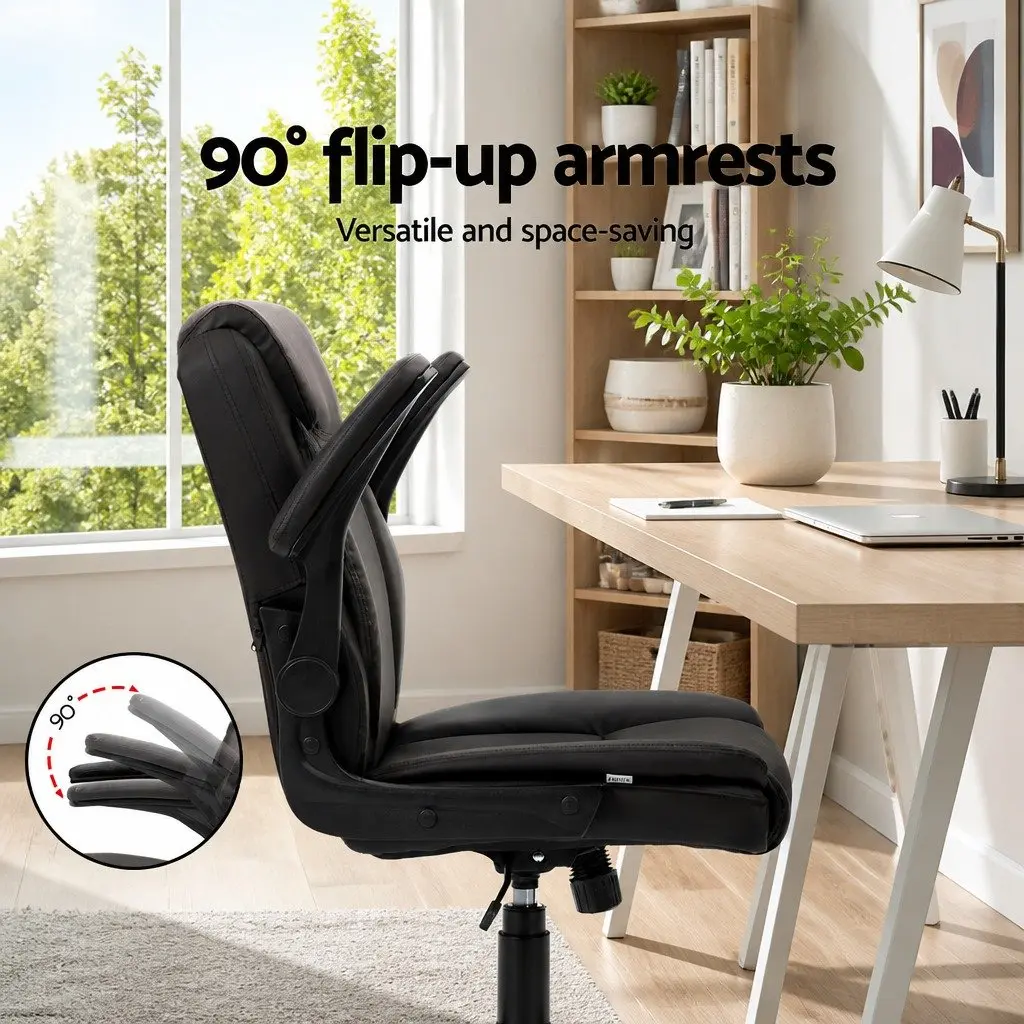 Executive Office Chair for Home Office Mid Back Brown Adjustable Height Swivel Seat