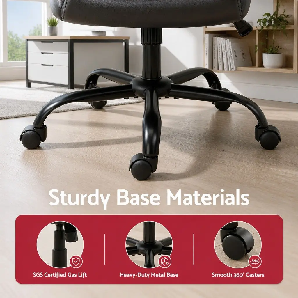 Executive Office Chair for Home Office Mid Back Brown Adjustable Height Swivel Seat