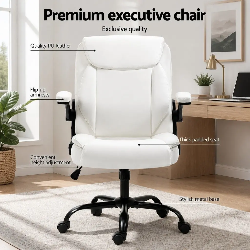 Office Chair for Executive Use Mid Back White
