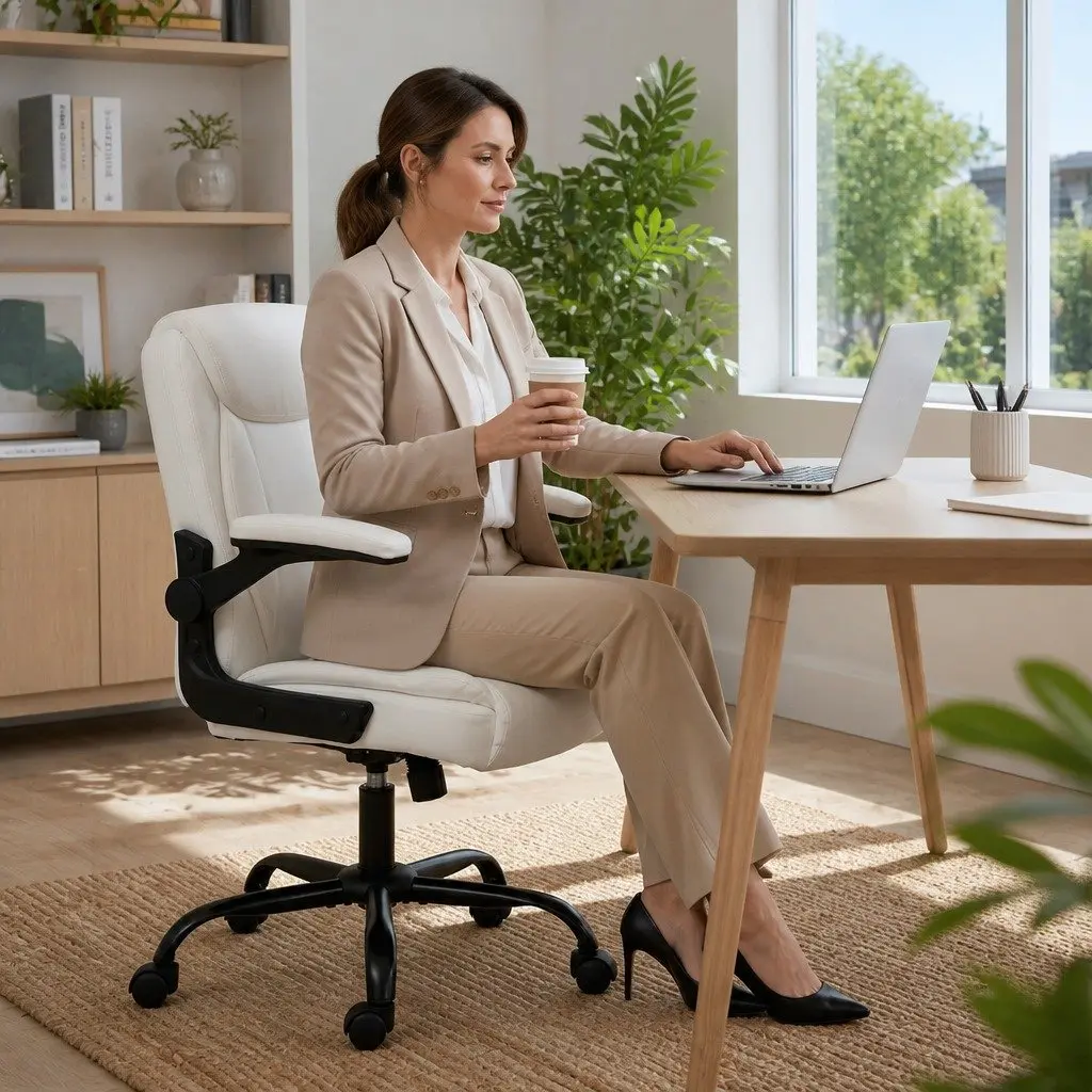 Office Chair for Executive Use Mid Back White