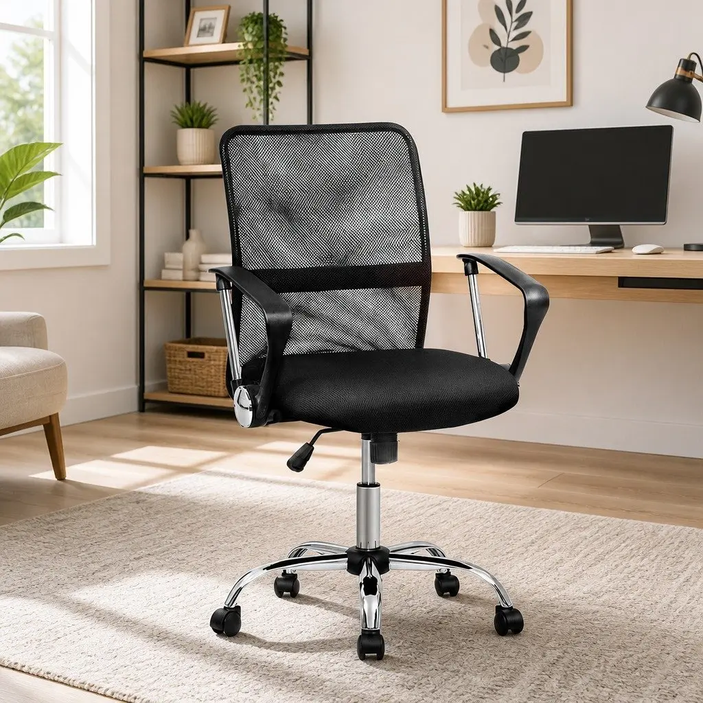 Mesh Office Chair Mid Back Breathable Swivel Desk Chair with Lumbar Support