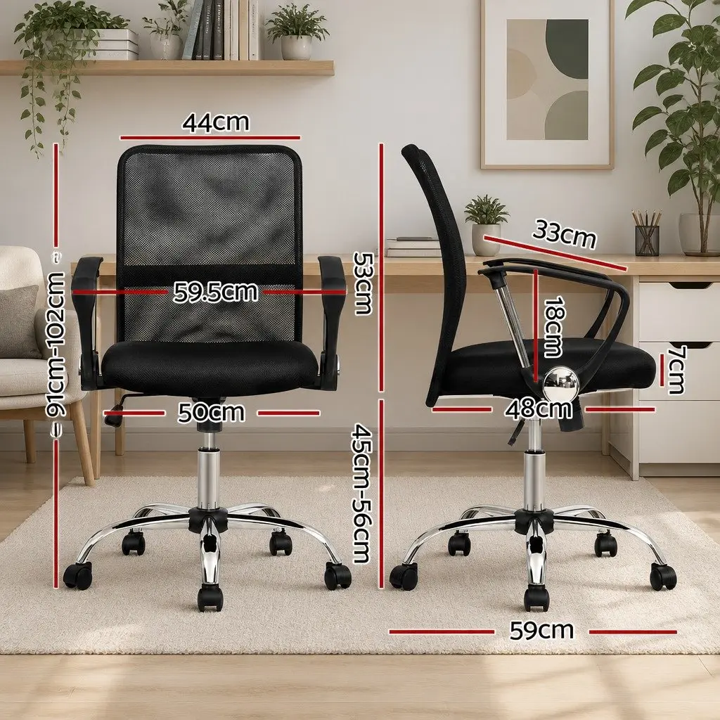 Mesh Office Chair Mid Back Breathable Swivel Desk Chair with Lumbar Support